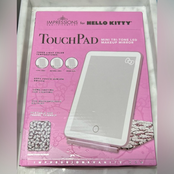 NEW - Hello Kitty by Impressions TouchPad Tri-Tone Touch LED Makeup Mirror, NIB - Picture 1 of 2